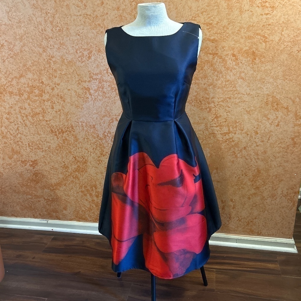 BEULAH Style Navy Flare Sleeveless Dress